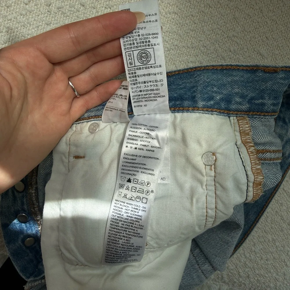 Levi's Light Blue Distressed Denim Cutoff Shorts - Picture 4 of 5